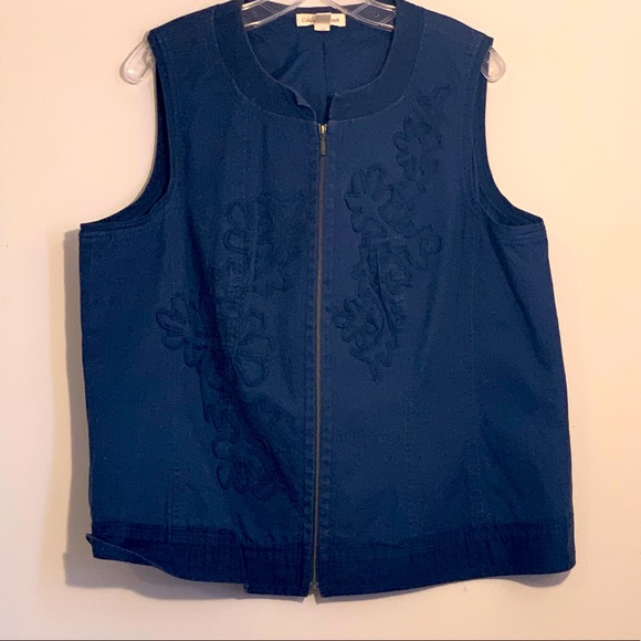 Coldwater Creek Embroidered Denim Vest - Picture 1 of 3